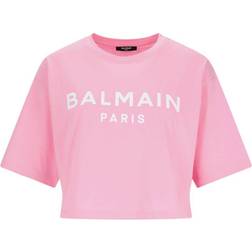 Balmain Logo Crop T-shirt - Pink