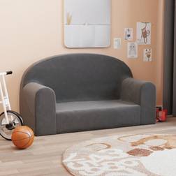 vidaXL Barnsoffa 2-Sits Antracit Mjuk Plysch