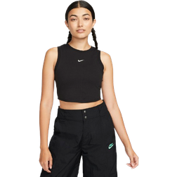 Nike Sportswear Chill Knit Women's Fitted, Short Tank Top with Mini Rib - Black/Sail