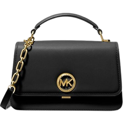 Michael Kors Delancey Medium Leather Crossbody Satchel - Black