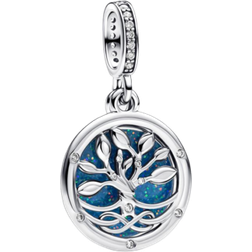 Pandora Glow In The Dark Infinity Tree Double Dangle Charm - Silver/Blue/Transparent