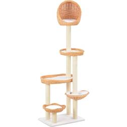 vidaXL Cat Tree with Sisal Scratching Post Willow Wood Natural