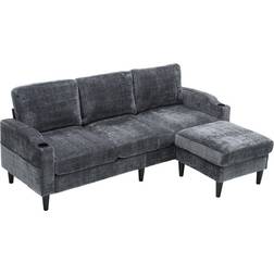 Ebern Designs Chenille Gray Sofa 77.4" 3 Seater
