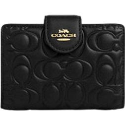 Coach Medium Corner Zip Wallet In Signature Leather - Smooth Leather/Gold/Black