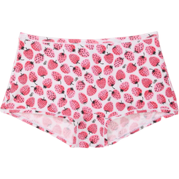 PINK Cotton Boyshort Panty - Optic White Strawberry Print