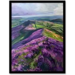 ARTERY8 Heather Flowers Mam Tor Peak District Print A4 Framed Art