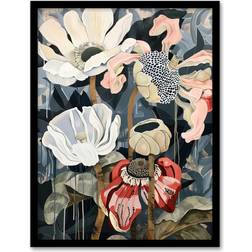 ARTERY8 Anemone Flowers After Storm Black Framed Art 23.4x32.3cm