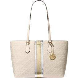 Michael Kors Sheila Large Signature Logo and Metallic Tote Bag - Pale Gold