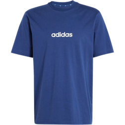 adidas Essentials Linear Single Jersey Tee - Dark Blue/White