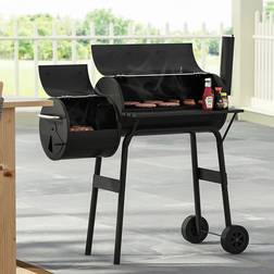 LivingAndHome Charcoal BBQ Grill Trolley Black