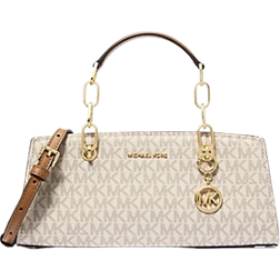 Michael Kors Cynthia Small Signature Logo Satchel - Vanilla/Acorn