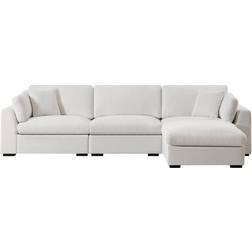 Ebern Designs Aariketh White Sofa 131.5" 4 Seater