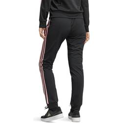 adidas Women's Essentials Warm-up Slim Tapered 3-Stripes Track Pants - Black/Semi Pink Spark