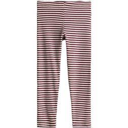 H&M Ribbed Jersey Leggings - Dark Red/Striped (1193717013)