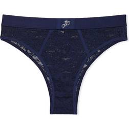 PINK Wink Logo High Cut Brazilian Panty - Midnight Navy