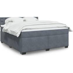 vidaXL mit Matratze 180x200 cm Grau Boxspringbett