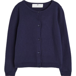 H&M Kid's Fine Knit Cotton Cardigan - Navy Blue (0924139001)