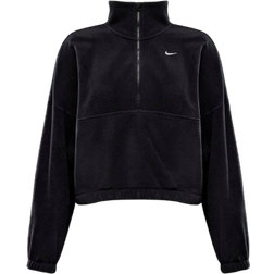 Nike One Women's Therma-FIT Oversized 1/2 Zip Fleece Top - Black/White