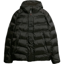 Superdry Printed City Puffer Jacket with Hood - Black