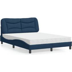 vidaXL Seng Med Madras 120x200 cm Stof Blå Sengesæt