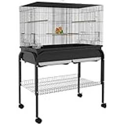 Pawhut Stor Fågelbur 85 x 49 x 119 cm Svart
