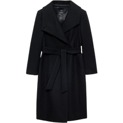 Mango Women's Belted Woolen Coat - Black