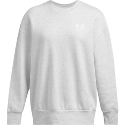Under Armour Women's Icon Fleece Oversized Crew - Distant Gray Medium Heather/White