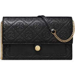 Tory Burch T Monogram Chain Wallet - Black