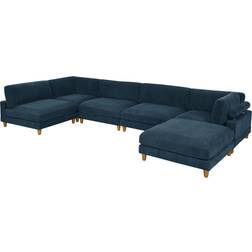Willa Arlo Interiors Espinosa Blue Corduroy Sofa 133.5" 6pcs 6 Seater