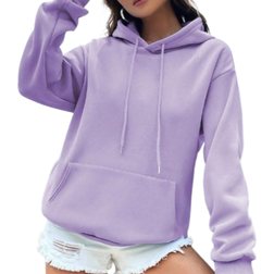 Shein EZwear Kangaroo Pocket Drop Shoulder Drawstring Thermal Lined Hoodie,Long Sleeve Tops