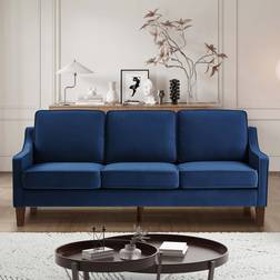 Ebern Designs Couch with Scooped Navy Sofa 74" 3 Seater