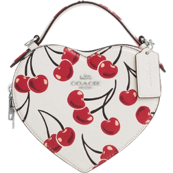 Coach Heart Crossbody Bag With Cherry Print - Silver/Chalk Multi