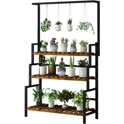 CNCEST 68.1-in H x 31.4-in W 3-tier Metal Black Plant Stand