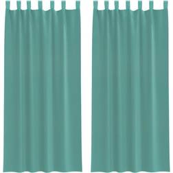 vidaXL Voile-Gardiner Med Stanglommer 2 Stk Turkis 140x225cm