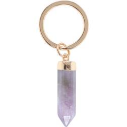 Something Different Semi Precious Crystal Amethyst Keyring - Gold/Purple