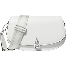 Michael Kors Mila Medium Leather Messenger Bag - Optic White