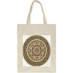 VAPOKF Reusable Grocery Tote Bag - Round Mandala Floral Pattern