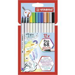 Stabilo Pen 68 Brush Felt Tip Pens 12-pack