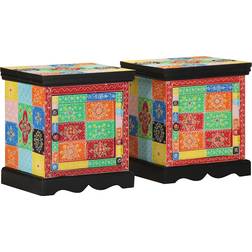 vidaXL Mango Wood Multicolour Nattbord 35x40cm 2st