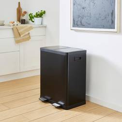 Dunelm Dual 30/30L Recycling Pedal Bin Black