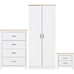 SECONIQUE Portland Trio Bedroom Set White and Oak Effect 3 Items