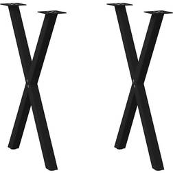 vidaXL Patas Para Comedor Forma X 2uds Acero Negro 50 x 72-73 cm Pata de mesa