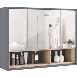 Homcom Wall-Mounted Mirrored Bathroom Cabinet Grey