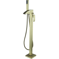 Wave Brushed Brass Freestanding Bath Shower Mixer Tap