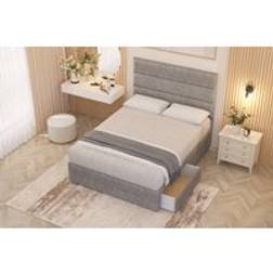 Somnior Chambery Tweed Fabric Divan Storage Bed Small Double
