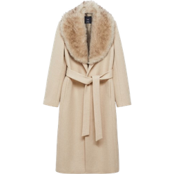 Mango Butter Wool Coat With Detachable Collar - Light/Pastel Grey