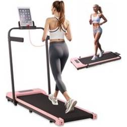 Obasyhig Pink 2 In 1 Foldable Home Fitness Walking Treadmill