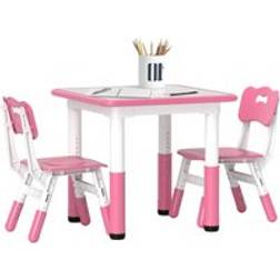 Aiyaplay Height Adjustable Kids Table and Chair Set 3 Pcs