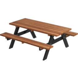 Plus Bord Bænkesæt 177 cm ThermoWood Sort Havemøbelsæt