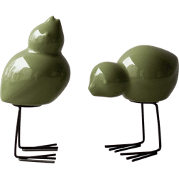 DBKD Swedish Birds Påskedekoration 2-pak Shiny Green Påskepynt 8cm 2stk